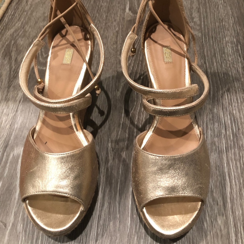UGG Gold Leather Wedges